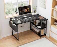 NEW SALE | L Shaped Desk 100CM Computer Desk Study Office Desk Gaming Desk Writing Table With Bookshelf Reversible Corner Desk For Home Office Studio Workstation
