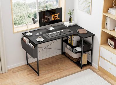NEW SALE | L Shaped Desk 100CM Computer Desk Study Office Desk Gaming Desk Writing Table With Bookshelf Reversible Corner Desk For Home Office Studio Workstation