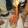 Very Large Vintage Hand Carved Wooden Mother & Baby Giraffe African Folk Art Sculpture and another Giraffe, 3 in total Image 8