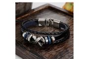 Men's Leather &amp; Metal Alloy Bracelet - great gift