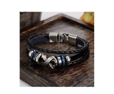 Men's Leather & Metal Alloy Bracelet - great gift