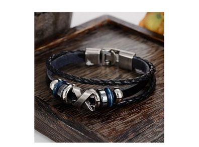 Men's Leather & Metal Alloy Bracelet - great gift