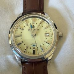 Stelfier Automatic GMT watch - brown leather strap