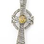 Vintage Celtic Filigree Silver Citrine Cross Brooch Image 2