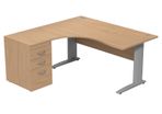Komo Radial Desk With Desk High Pedestal - Beech