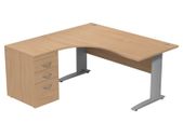 Komo Radial Desk With Desk High Pedestal - Beech