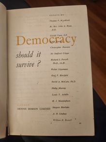 Democracy Should It Survive. Published By Dennis Dobson Ltd London. 1946 Hardback In Good Condition. See Photos For Same.