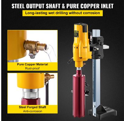 BRAND NEW 205mm Diamond Core Drill Rig 3980W Wet Dry Handheld Concrete Drilling Machine Kit W/ Bits and Spanner for Installing Pipes