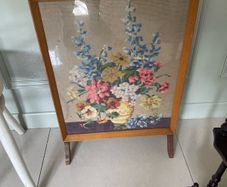 Nice  Vintage Needlepoint Fire Screen