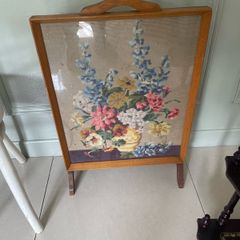 Nice  Vintage Needlepoint Fire Screen