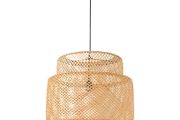 2 x Bamboo Pendant lampshades, 50 cm White Cable