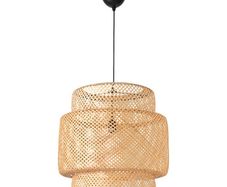 2 x Bamboo Pendant lampshades, 50 cm White Cable
