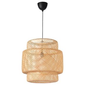 2 x Bamboo Pendant lampshades, 50 cm White Cable