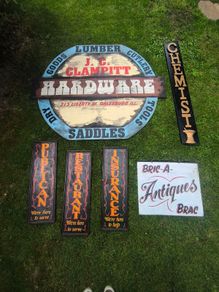 (start you own town bundle) Vintage Hand-Painted Shop Signs Job Lot Bundle Rare Commercial & Pub Decor