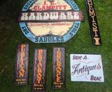 (start you own town bundle) Vintage Hand-Painted Shop Signs Job Lot Bundle Rare Commercial & Pub Decor