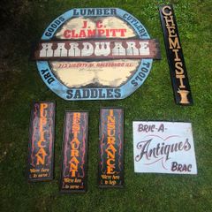 (start you own town bundle) Vintage Hand-Painted Shop Signs Job Lot Bundle Rare Commercial & Pub Decor