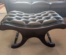 Saxon Leather Buttoned Footstool