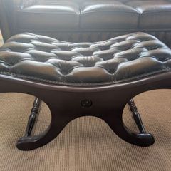 Saxon Leather Buttoned Footstool