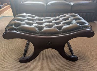 Saxon Leather Buttoned Footstool