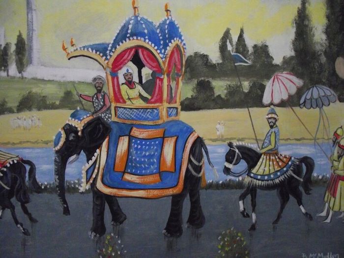 Indian Royal procession Painting - Signed B. McMullan