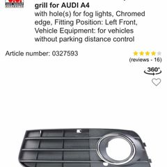 Bumper grille Audi A4