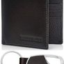 RFID Real Leather Wallet/W Key Holder Gift Box Set (Black) Mens Slim Credit Card Holder Organiser Money Purse Present for Gents. Image 4