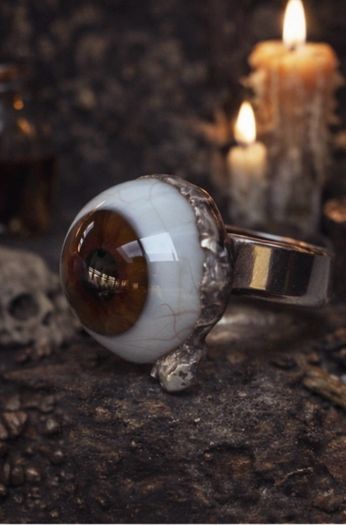 Handcrafted Ex Medical Prosthetic Glass Eye Ring size 7