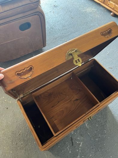 Chinese - Hand Carved Wooden Storage Chest