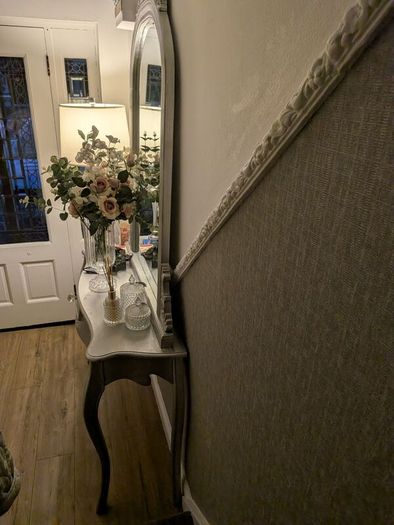 Console table plus large mirror