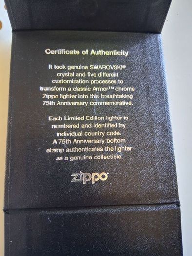 ULTRA RARE ZIPPO 1 of 150 IRL Swarovski Crystal Armour 75th Anniversary