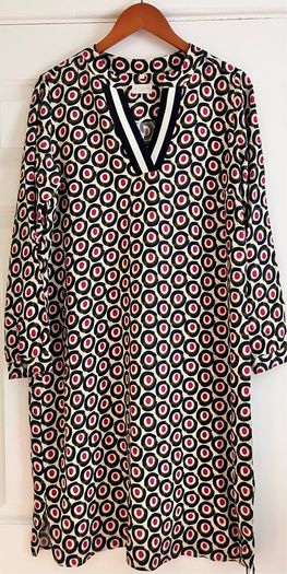 Size 12/14 Navy & Cream Dress by Milano, Italy