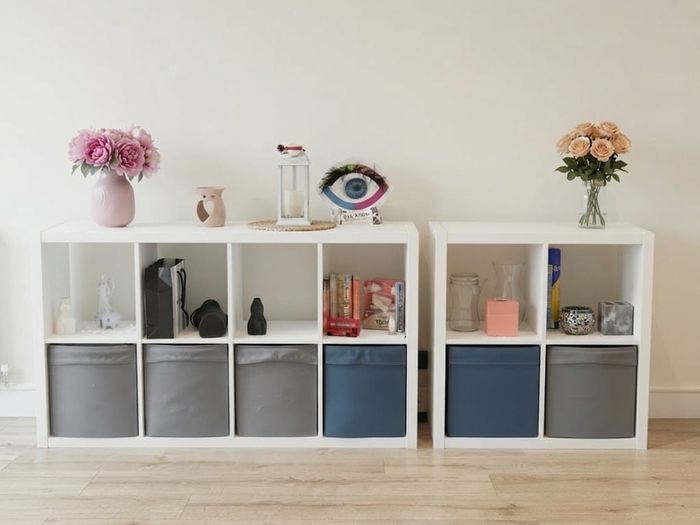 QUICK SALE (BARGAIN): IKEA White Cube Storage Shelves (Set of 2 Units) + Storage Bins | Excellent Condition - Collection D13