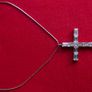 Vintage Large Diamond Style Bling Choker Necklace, Silver Crystal Crucifix Cross Image 3