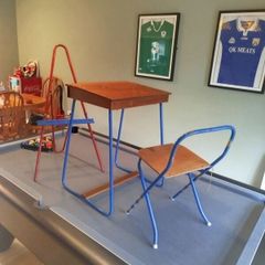 Vintage Retro School Desk, Folding Chair & Floor Easel Set -