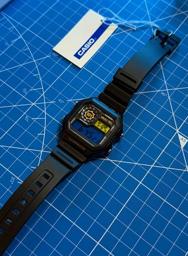 New Casio Royale AE1200 Mod - Fallout Vault-Tec Theme - Black/ Blue Strap