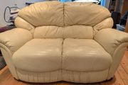 Cream Leather 2 Seater Couch