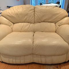 Cream Leather 2 Seater Couch