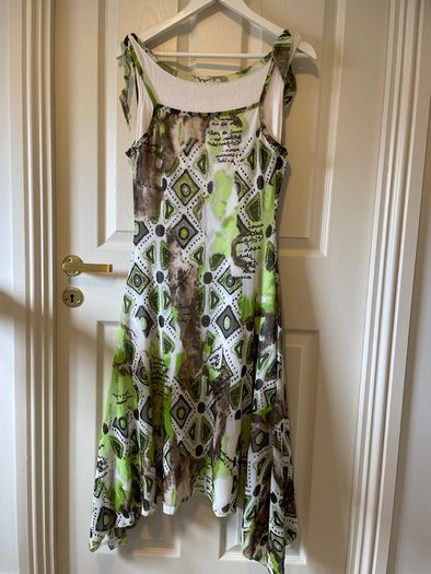Lime Green and White Dress (Size 10-12)