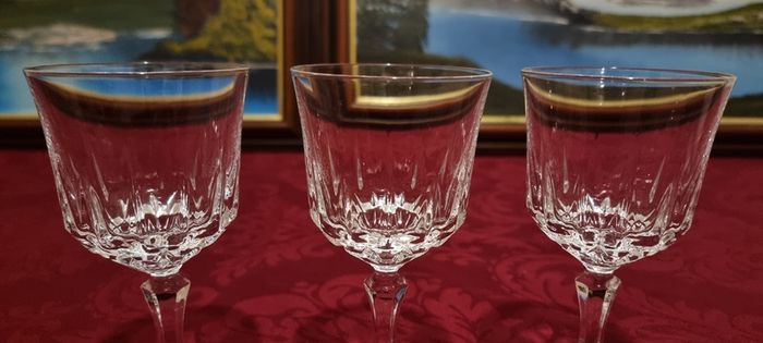 3 Piece Stemmed Crystal Goblets / Wine Glasses