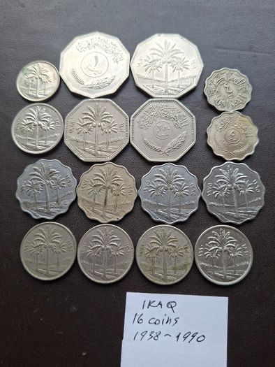 A Lot of 16 coins from Iraq (1938-1990)