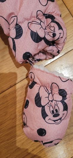 Official Disney Minnie Mouse Fleece Lined Baby's Puffer Jacket with Matching Mittens