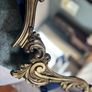 Baroque style vintage gold wall mirror. Size approx 20in x 29in. Image 8