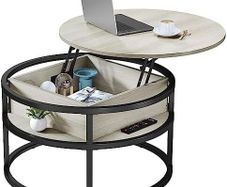 Round Lift Top Coffee Table, Coffee Tables for Living Room with Hidden Storage Compartment, Coffee Table with Storage for Home Office,Round Center Tables Living Room (White Oak)