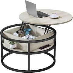 Round Lift Top Coffee Table, Coffee Tables for Living Room with Hidden Storage Compartment, Coffee Table with Storage for Home Office,Round Center Tables Living Room (White Oak)