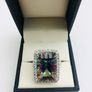Brand New 18ct White Gold Mystic Topaz & Diamond Cocktail Ring Image 2