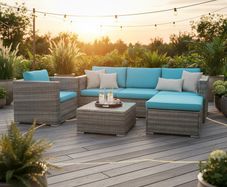 Bora Bora Garden Sofa Set Rattan Outdoor Furniture with Table, Chair & Footstool Patio Garden Furniture