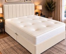 Cream 4ft double bed and mattress