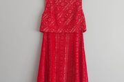 Oasis red lace dress with nude underlay