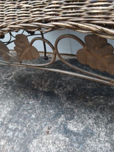 Vintage Coffee Table, Wicker with Metal Leaf Finish