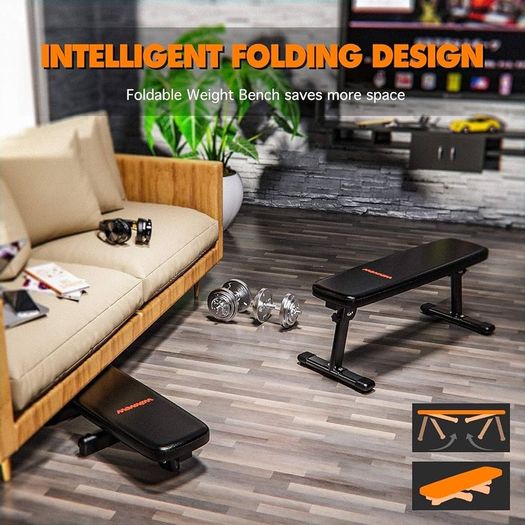 NEW SALE | Weight Bench Folding Workout Bench with Carrying Handle Flat Home Training Multiuse Fitness Bench
